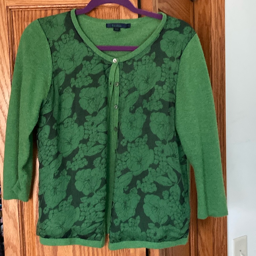 Green floral Boden 3/4 sleeve cardigan